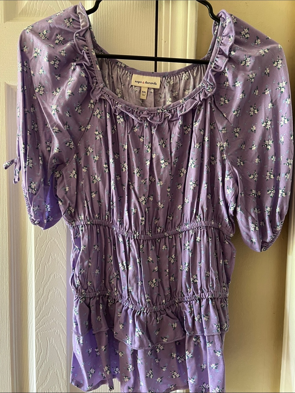 Lilac Floral Peasant Blouse